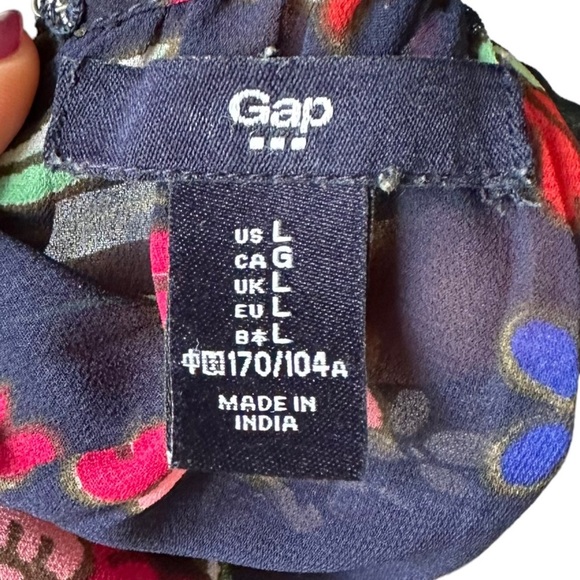 Gap Women's Navy Blue Sleeveless Floral Print Midi Flowy Sundress Size: L‎ - Picture 5 of 12